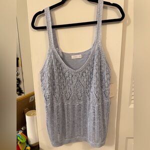 LC Lauren Conrad Soft Blue Knit Tank Top with Sparkles XL